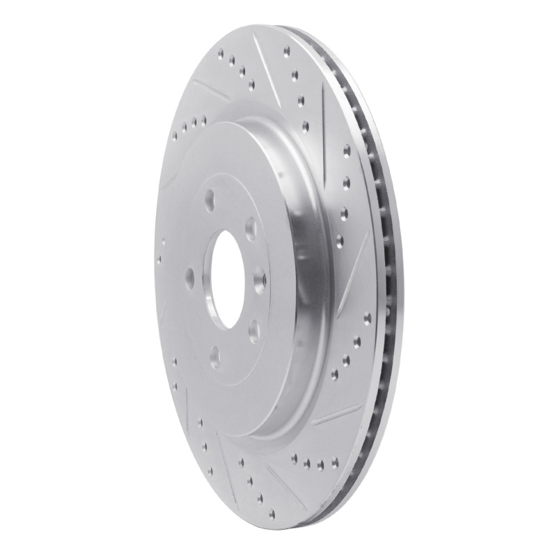 Ford Police Interceptor Sedan Brake Rotor (1) - Rear Right - R1 Concepts - Drilled & Slotted - Silver - `13-`19